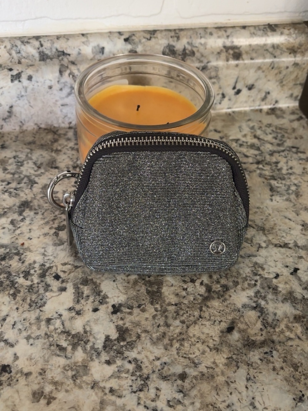 Lululemon Everywhere Belt Bag Nano -keychain pouch wallet silver glitter